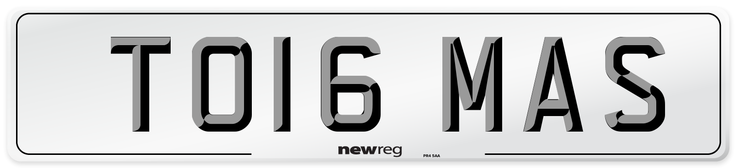 TO16 MAS Number Plate from New Reg
